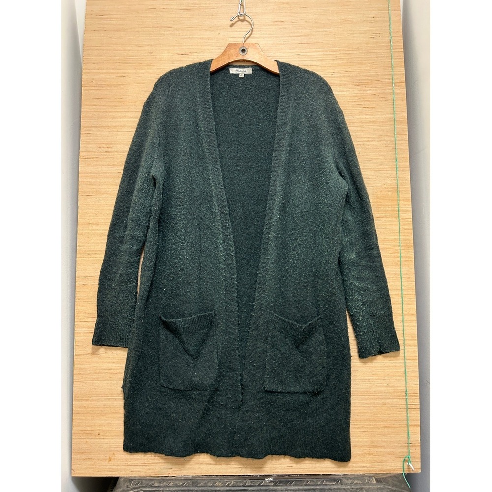 Madewell Kent Cardigan Sweater Forest Green Open Front Longline XS